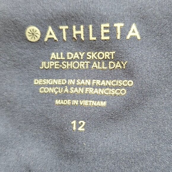 Athleta All Day Skort 12 Navy Blue Athletic Skirt Shorts Travel Athleisure Beach - Picture 9 of 11